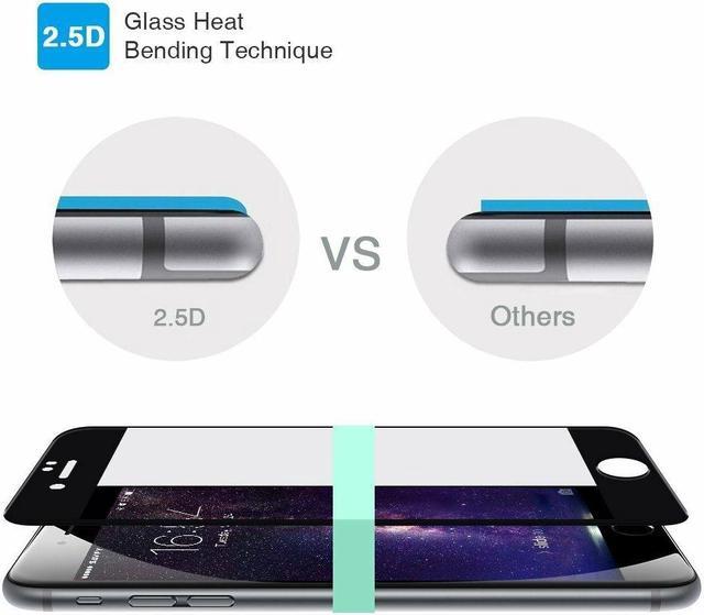 Premium Full Coverage 2.5D Tempered Glass Screen Protector for iPhone SE  (3rd gen & 2nd gen) and iPhone 8/7 - Black - HD Accessory