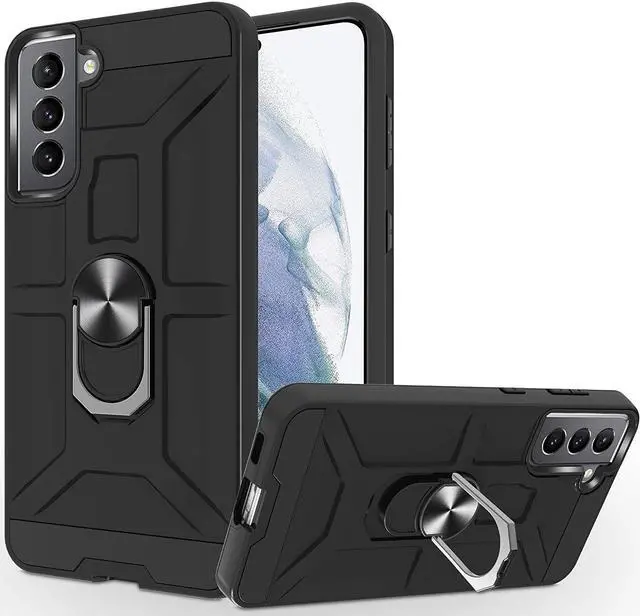 Main image of Dynamic Dual Layer Hybrid Case with Ring Stent Finger Loop for Samsung Galaxy S21 Plus 5G - Black