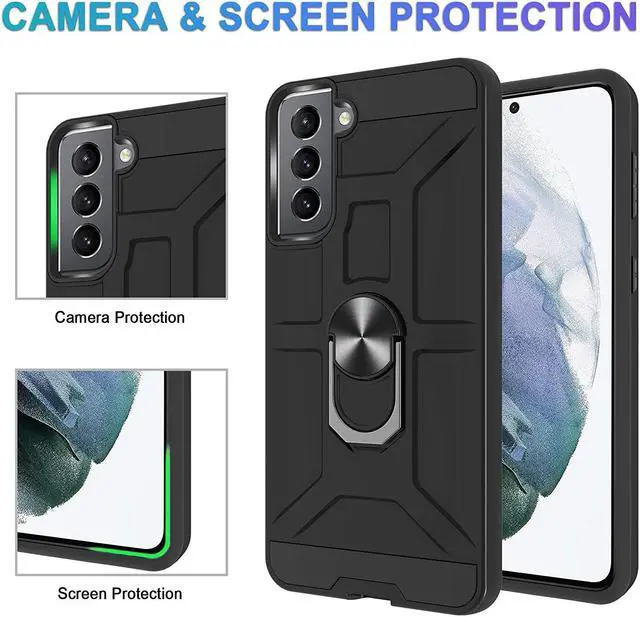 Alt view image 4 of 7 - Dynamic Dual Layer Hybrid Case with Ring Stent Finger Loop for Samsung Galaxy S21 Plus 5G - Black