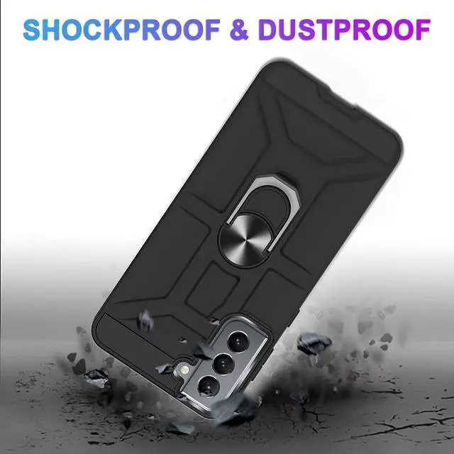 Alt view image 2 of 7 - Dynamic Dual Layer Hybrid Case with Ring Stent Finger Loop for Samsung Galaxy S21 Plus 5G - Black