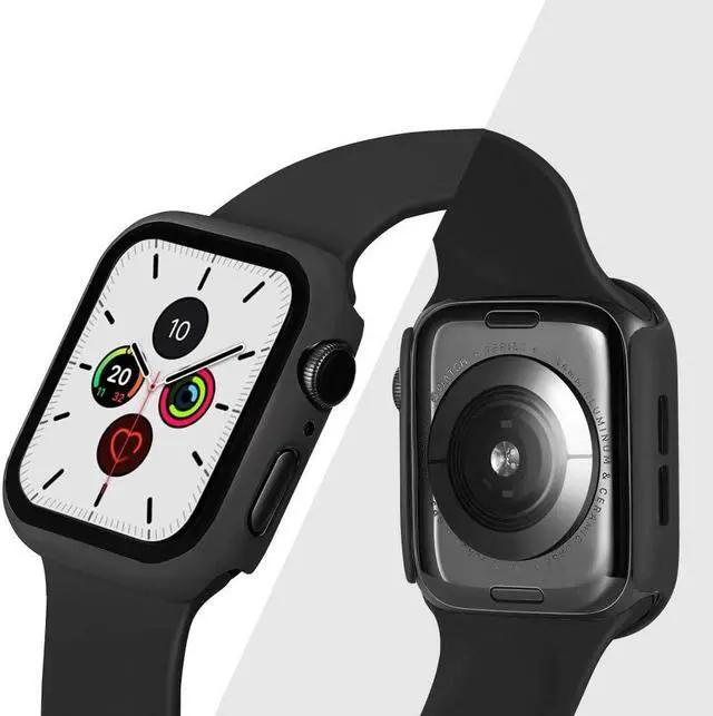 Alt view image 5 of 7 - Defense Case with Integrated Tempered Glass Screen Protector for Apple Watch 40mm Series SE / 6 / 5 / 4 - Black
