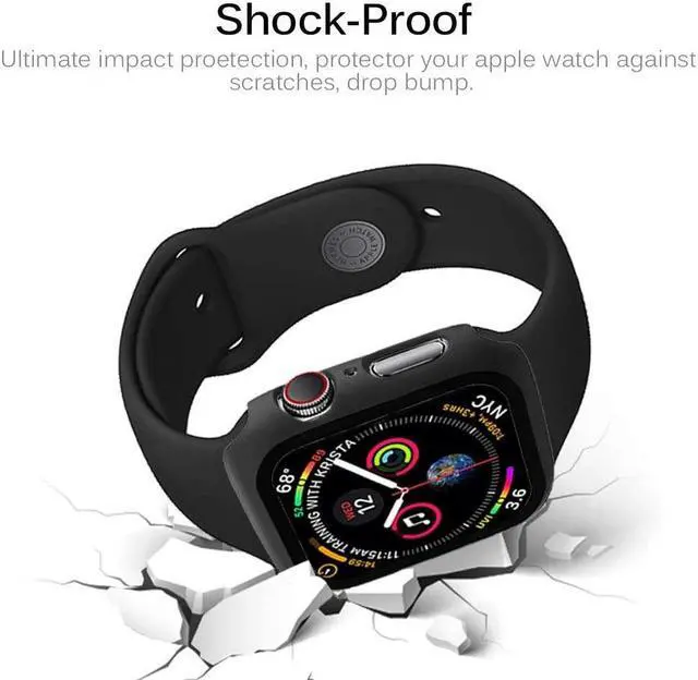 Alt view image 4 of 7 - Defense Case with Integrated Tempered Glass Screen Protector for Apple Watch 40mm Series SE / 6 / 5 / 4 - Black
