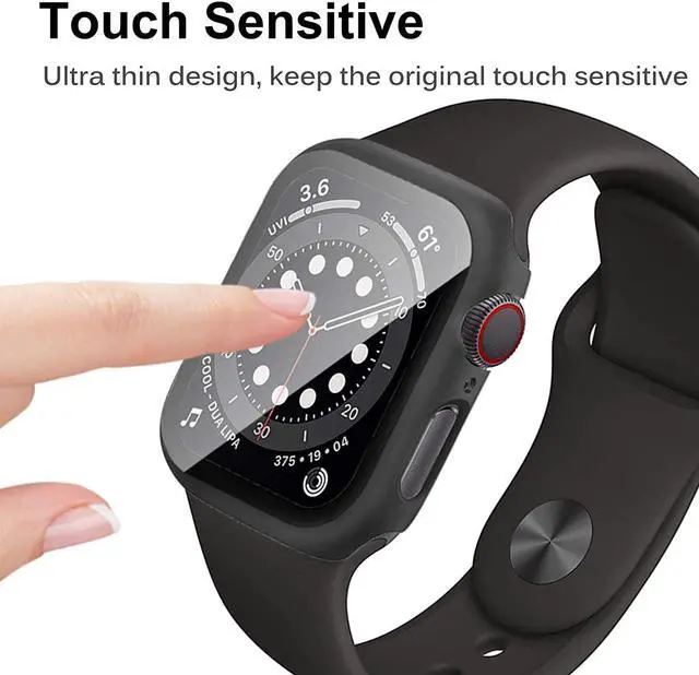 Alt view image 6 of 7 - Defense Case with Integrated Tempered Glass Screen Protector for Apple Watch 40mm Series SE / 6 / 5 / 4 - Black