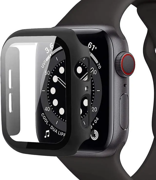 Main image of Defense Case with Integrated Tempered Glass Screen Protector for Apple Watch 40mm Series SE / 6 / 5 / 4 - Black