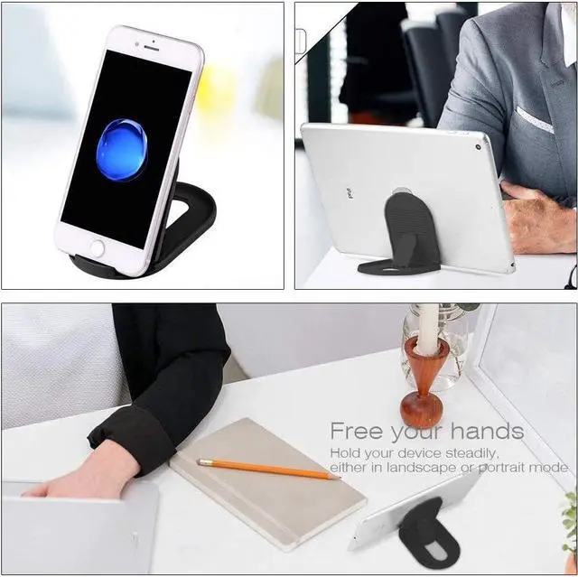Alt view image 2 of 7 - Pocket Size Adjustable Desktop Folding Stand for Smartphone - Black