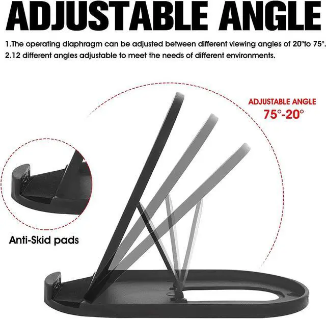 Alt view image 3 of 7 - Pocket Size Adjustable Desktop Folding Stand for Smartphone - Black