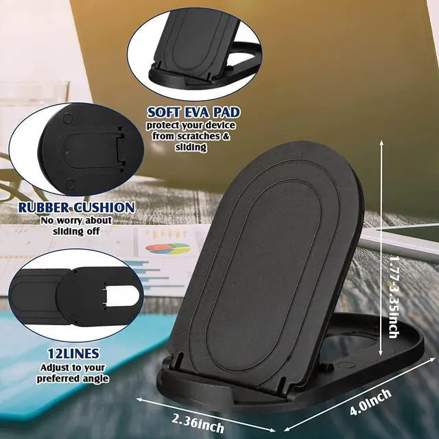 Alt view image 4 of 7 - Pocket Size Adjustable Desktop Folding Stand for Smartphone - Black