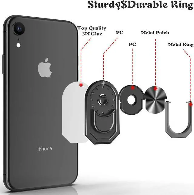 Alt view image 6 of 7 - 360 Rotating Ring Holder and Stand for Smartphone - Black