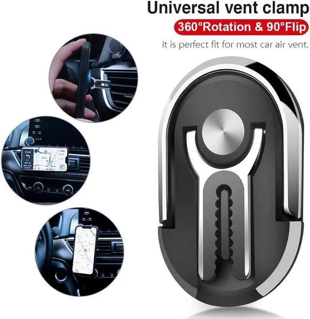 Alt view image 2 of 7 - 3-IN-1 360 Degree Rotating Ring Holder / Stand / Air Vent Mount - Black