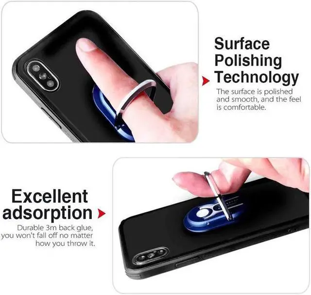 Alt view image 5 of 7 - 3-IN-1 360 Degree Rotating Ring Holder / Stand / Air Vent Mount - Black