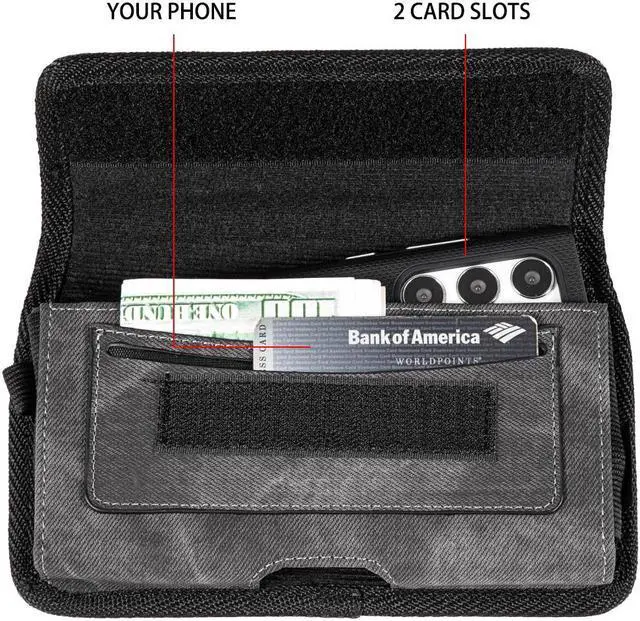 Alt view image 2 of 7 - Extra Large Case-On Canvas Fabric Holster Pouch for Phones with 6.5 inch and Above Screen Size - Black