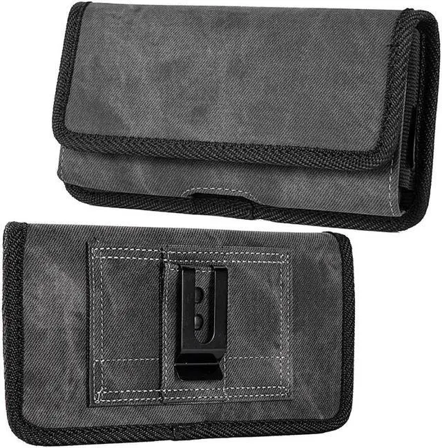 Main image of Extra Large Case-On Canvas Fabric Holster Pouch for Phones with 6.5 inch and Above Screen Size - Black
