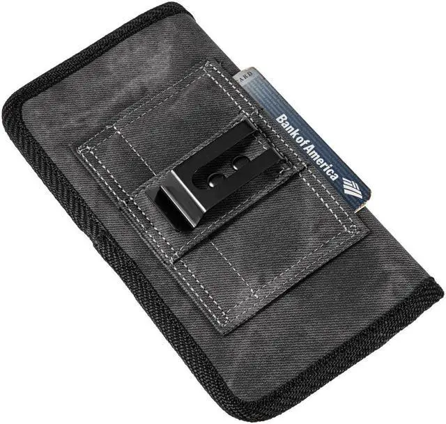 Alt view image 6 of 7 - Extra Large Case-On Canvas Fabric Holster Pouch for Phones with 6.5 inch and Above Screen Size - Black