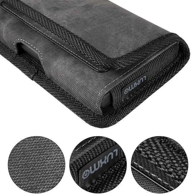 Alt view image 7 of 7 - Extra Large Case-On Canvas Fabric Holster Pouch for Phones with 6.5 inch and Above Screen Size - Black