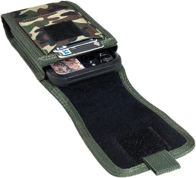 Alt view image 7 of 7 - Extra Large Case-On Nylon Holster Vertical Pouch for Phones with 6.5 inch and Above Screen Size - Camouflage