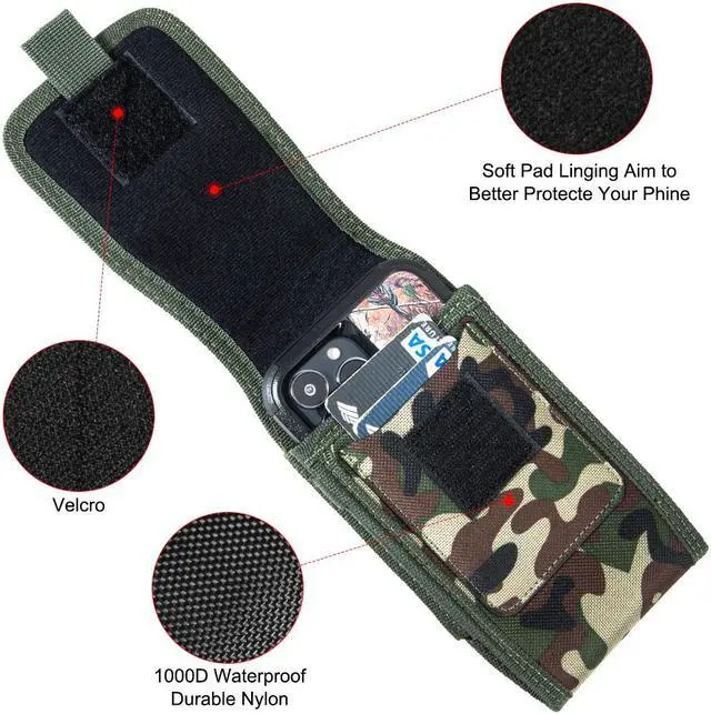 Alt view image 5 of 7 - Extra Large Case-On Nylon Holster Vertical Pouch for Phones with 6.5 inch and Above Screen Size - Camouflage