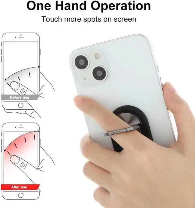 Alt view image 3 of 7 - 360 Rotating Ring Holder and Stand for Smartphone - Black