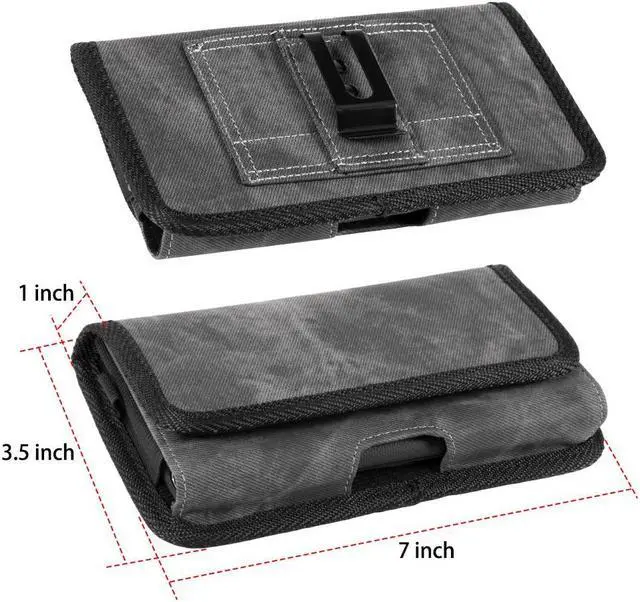 Alt view image 4 of 7 - Extra Large Case-On Canvas Fabric Holster Pouch for Phones with 6.5 inch and Above Screen Size - Black