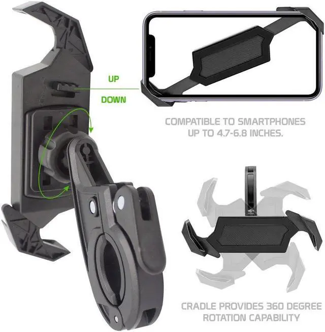 Alt view image 3 of 6 - Universal Heavy Duty Bicycle Handlebar Smartphone Holder Mount With 360 Degree Rotation