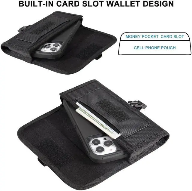 Alt view image 7 of 7 - Extra Large Case-On Ballistic Nylon Horizontal Belt Pouch Holster with Plastic Swivel Snap Hook (6.5 inch & Above Screen Size) - Black