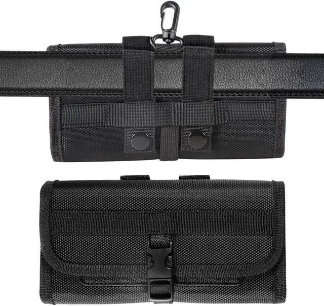 Alt view image 5 of 7 - Extra Large Case-On Ballistic Nylon Horizontal Belt Pouch Holster with Plastic Swivel Snap Hook (6.5 inch & Above Screen Size) - Black