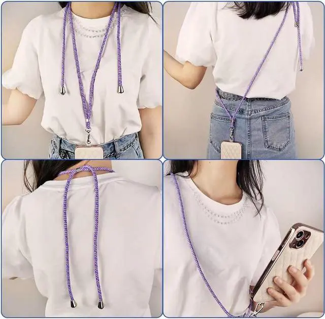 Alt view image 3 of 7 - Universal Phone Lanyard with Adjustable Nylon Strap and Durable Tether Pad - Pink