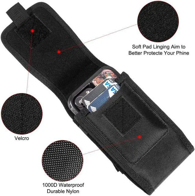 Alt view image 5 of 7 - Nylon Holster Vertical Pouch (6.5 inch & Above Screen Size) - Black