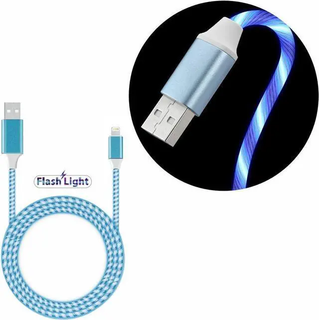 Main image of Flowing LED Lights Lightning to USB Charge and Sync Cable - Blue