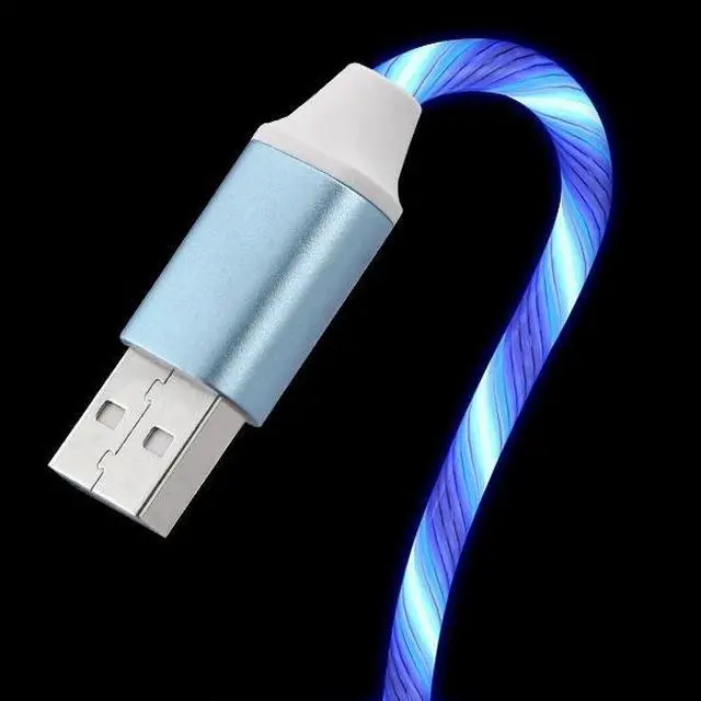 Alt view image 3 of 6 - Flowing LED Lights Lightning to USB Charge and Sync Cable - Blue