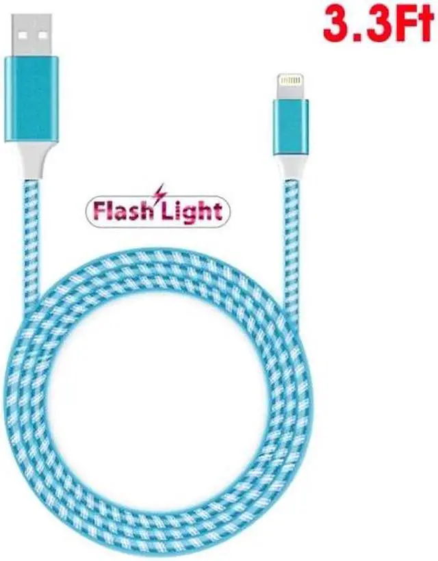 Alt view image 5 of 6 - Flowing LED Lights Lightning to USB Charge and Sync Cable - Blue
