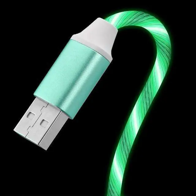 Alt view image 3 of 6 - Flowing LED Lights Lightning to USB Charge and Sync Cable - Green