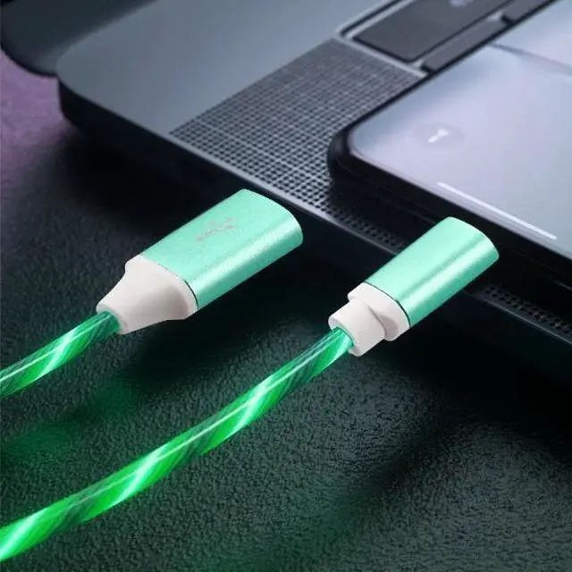 Alt view image 2 of 6 - Flowing LED Lights Lightning to USB Charge and Sync Cable - Green