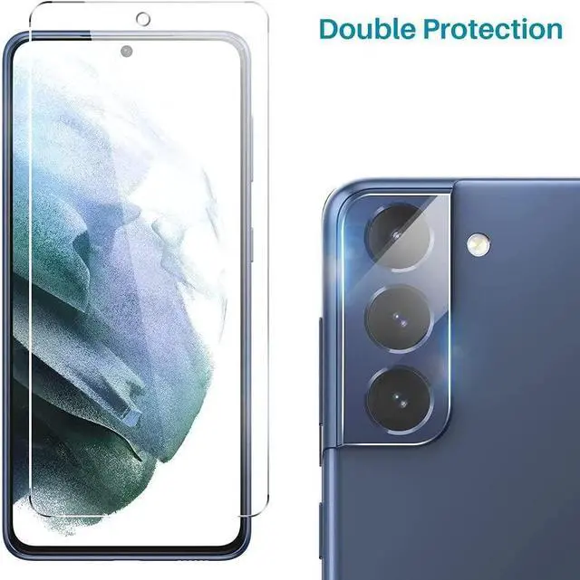 Alt view image 2 of 7 - 3+3 Combo Pack 3-Pack Tempered Glass Screen Protector + 3-Pack Camera Lens Protector for Samsung Galaxy S21 FE 5G