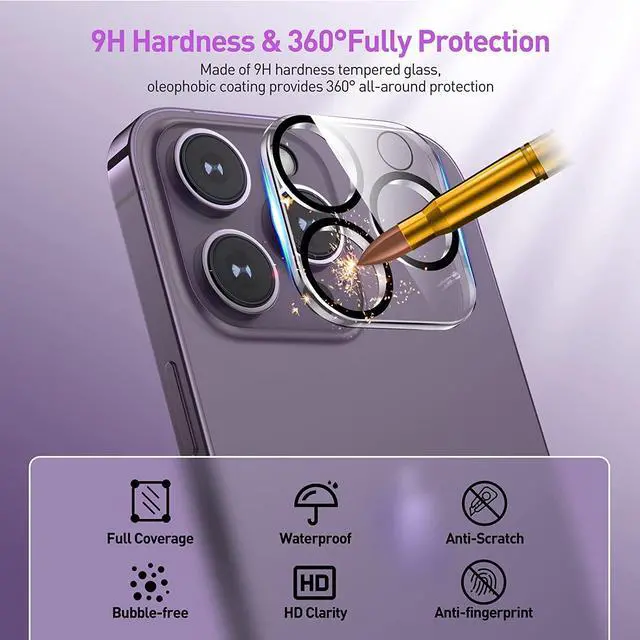 Alt view image 3 of 7 - HD Tempered Glass Camera Lens Protector for iPhone 14 Pro / iPhone 14 Pro Max