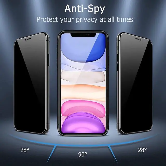 Alt view image 3 of 7 - Anti-Spy Privacy Tempered Glass Screen Protector for iPhone 11 / iPhone XR