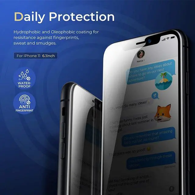 Alt view image 5 of 7 - Anti-Spy Privacy Tempered Glass Screen Protector for iPhone 11 / iPhone XR