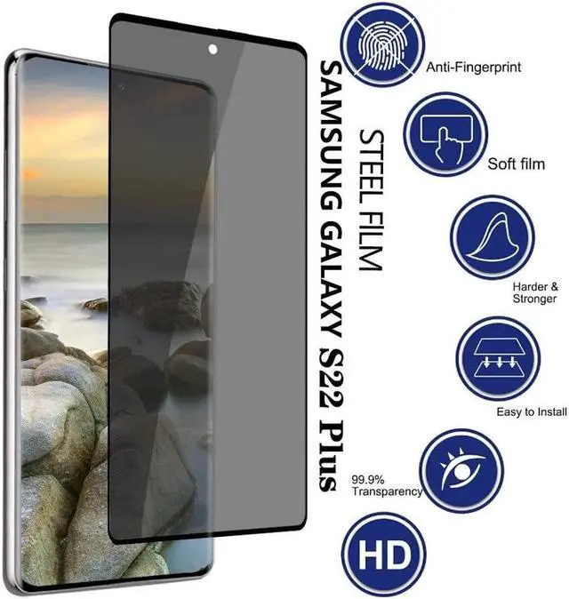 Alt view image 6 of 7 - Privacy Tempered Glass Screen Protector for Samsung Galaxy S22 Plus 5G