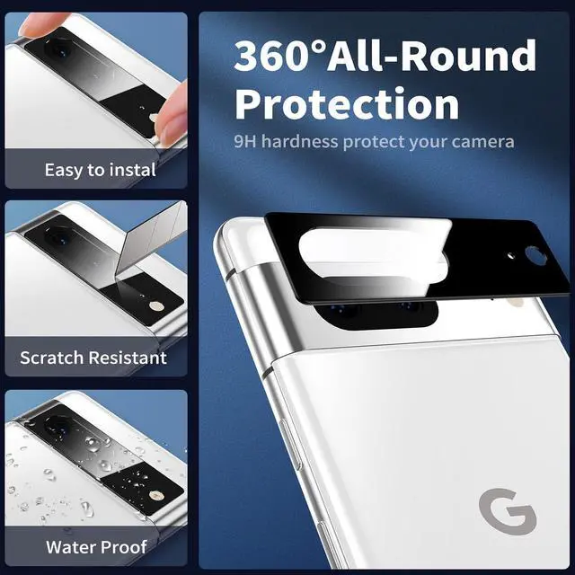 Alt view image 2 of 7 - 2-Pack HD Tempered Glass Camera Lens Protector for Google Pixel 7a - Black