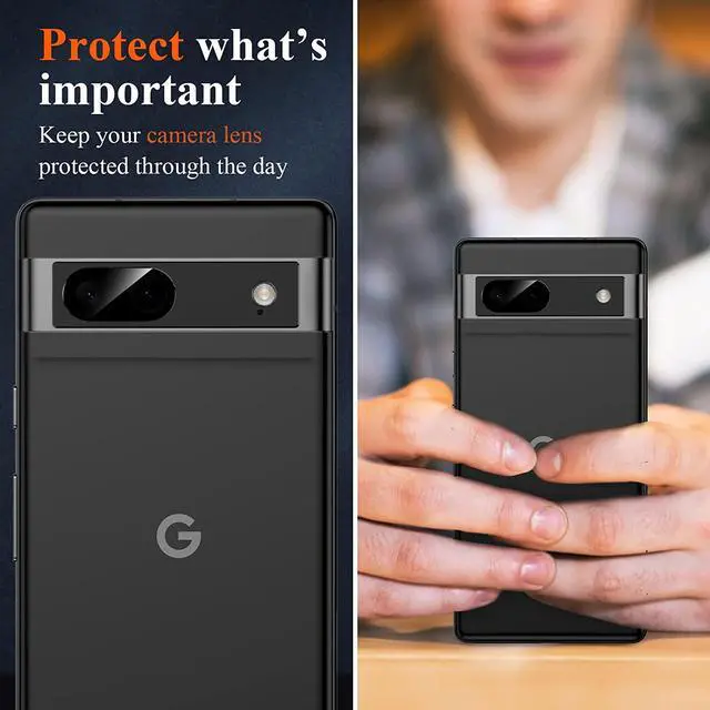 Alt view image 4 of 7 - 2-Pack HD Tempered Glass Camera Lens Protector for Google Pixel 7a - Black