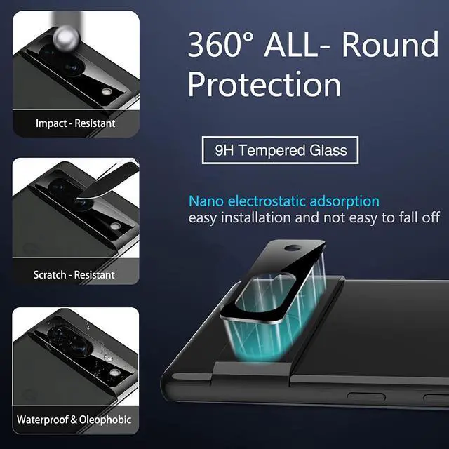 Alt view image 5 of 7 - 2-Pack HD Tempered Glass Camera Lens Protector for Google Pixel 7a - Black