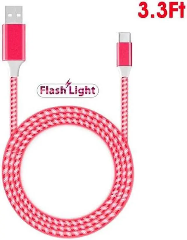 Alt view image 6 of 7 - Flowing LED Lights USB-C (Type-C) Charge and Sync Cable - Pink