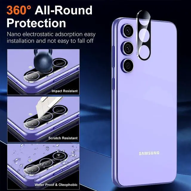 Alt view image 3 of 7 - 3-Pack HD Tempered Glass Camera Lens Protector for Samsung Galaxy A14 5G - Black