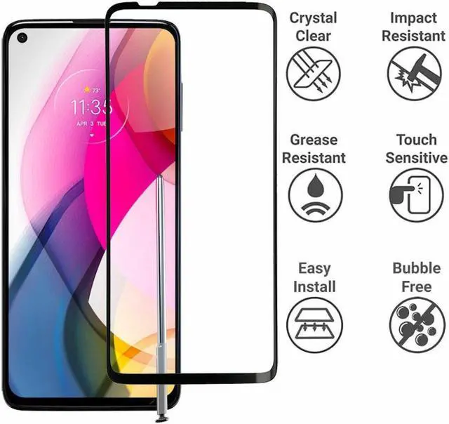 Alt view image 2 of 7 - Premium Full Coverage HD Tempered Glass Screen Protector for Motorola Moto G Stylus 5G 2021