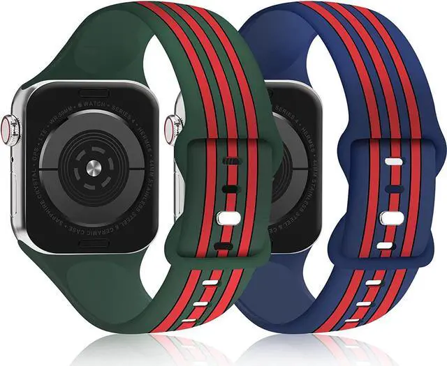 Main image of Classic Stripes Silicone Watch Band for Apple Watch 41mm / 40mm / 38mm - Grey Pink