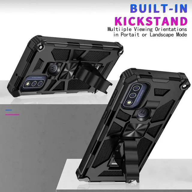 Alt view image 4 of 7 - Military Grade Tough Ultra Rugged Hybrid Case for Motorola Moto G Pure / Moto G Power 2022 - Black