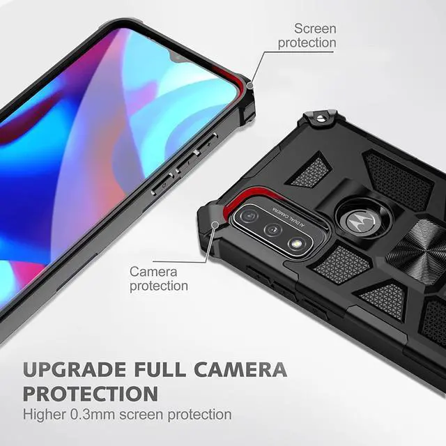 Alt view image 7 of 7 - Military Grade Tough Ultra Rugged Hybrid Case for Motorola Moto G Pure / Moto G Power 2022 - Black