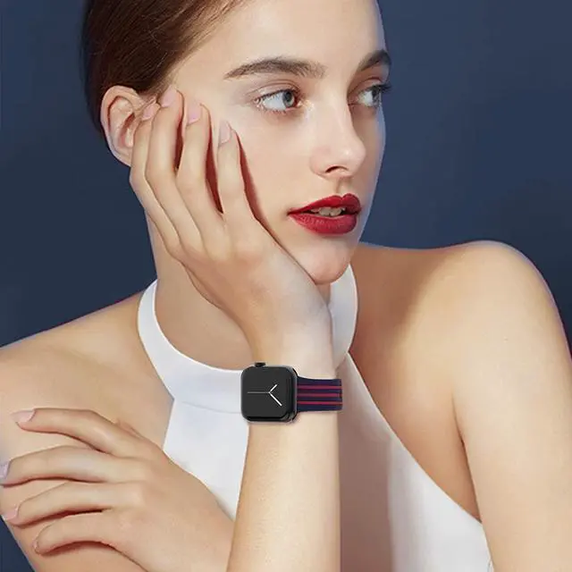 Alt view image 3 of 7 - Classic Stripes Silicone Watch Band for Apple Watch 41mm / 40mm / 38mm - Grey Pink