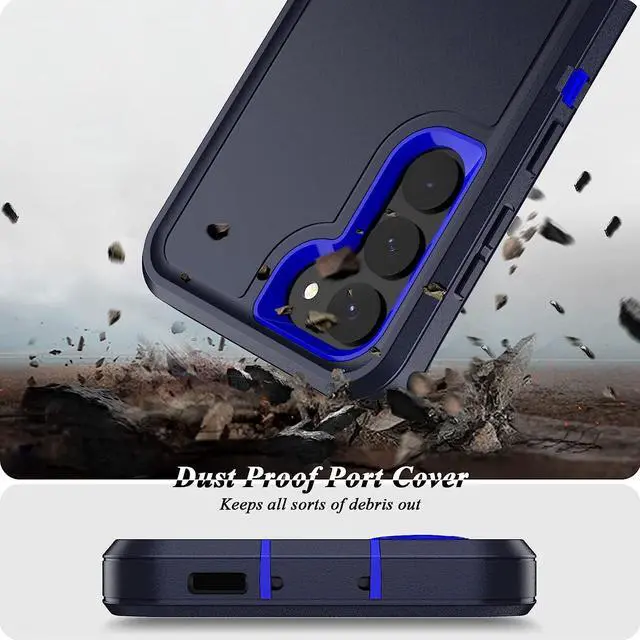 Alt view image 2 of 6 - Military Grade TUFF Hybrid Armor Case with Kickstand for Samsung Galaxy S23 Plus - Black Blue