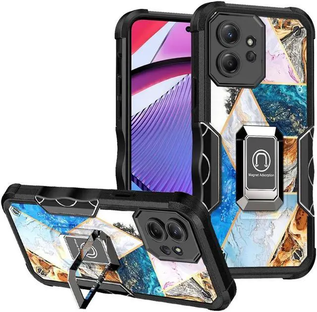 Main image of Military Grade Shockproof Hybrid Armor Case with Ring Grip for Motorola Moto G Power 5G 2023 - Marble