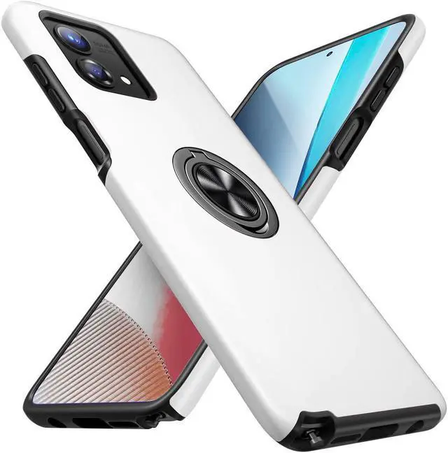 Alt view image 6 of 7 - 360 Rotating Ring Grip Hybrid Case for Motorola Moto G Power 5G 2023 - Silver